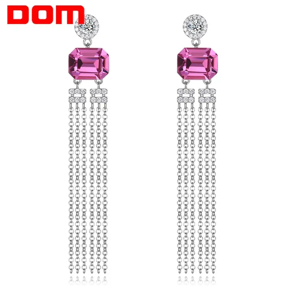 DOM натуральная 925 пробы Серебряная Длинная цепочка ослепительные Кристальные