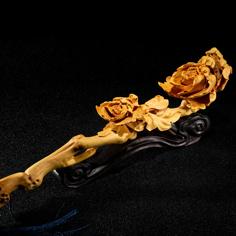 

Creative Flower Opens Riches and Honour Ruyi Wood Carving Chinese Style Home Decor Porch Real Wood Handmade Collection