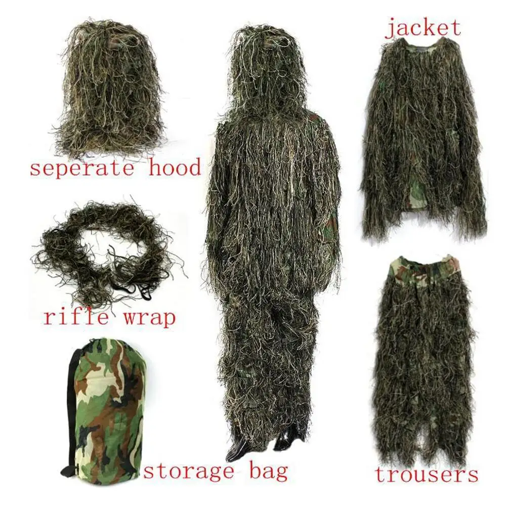 3D Sniper Camouflage Suit Hunting Ghillie Secretive Clothes Invisibility Army Airsoft Shooting Military Uniform | Спорт и