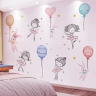 Shijuekongjian воздушные шары, кролики, наклейка на стену сделай сам, Мультяшные танцоры для девочек, наклейки на стену для детской комнаты, украшение для дома в спальню