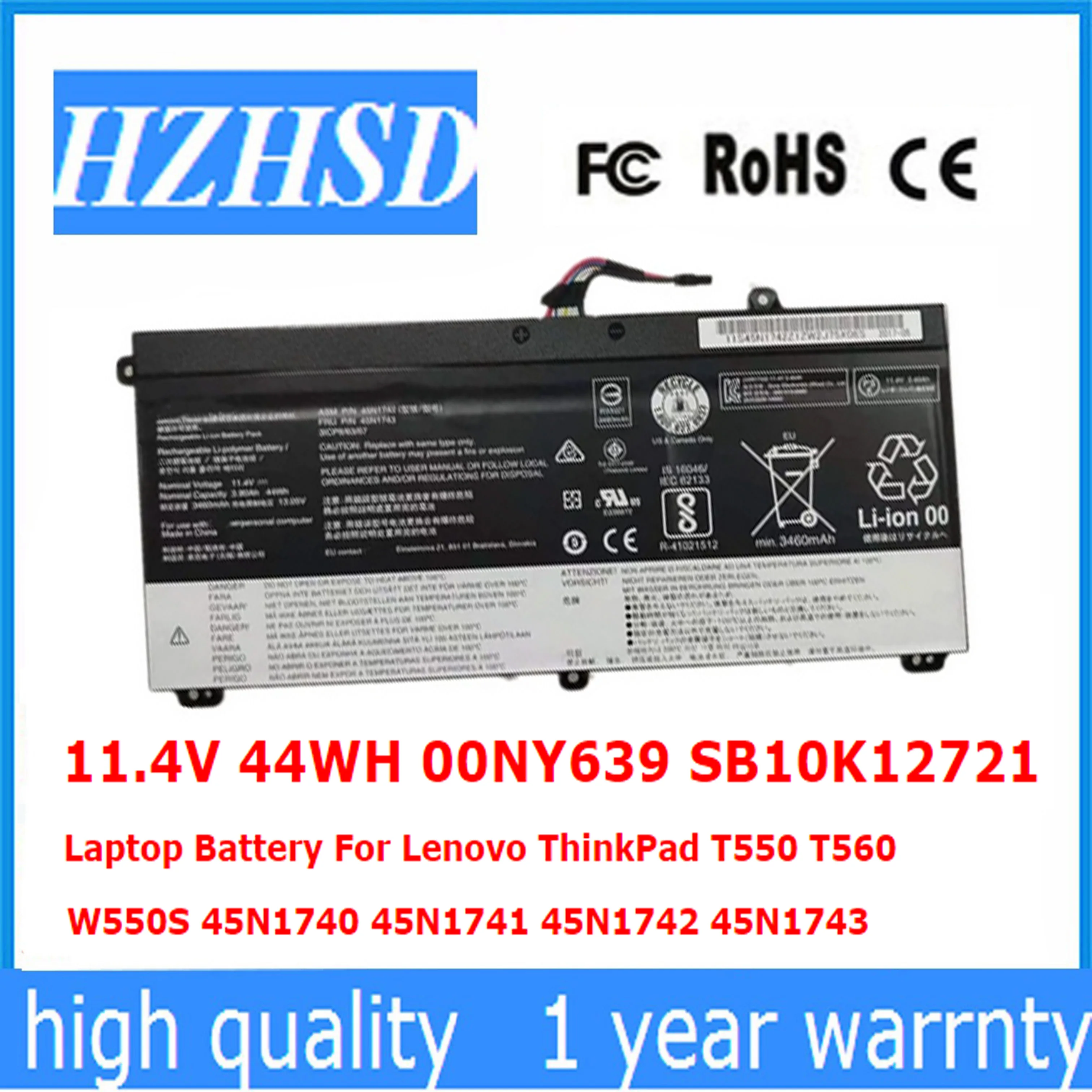 

Аккумулятор 11,4 в 44WH 00NY639 SB10K12721 для ноутбука Lenovo ThinkPad T550 T560 W550S 45N1740 45N1741 45N1742 45N1743