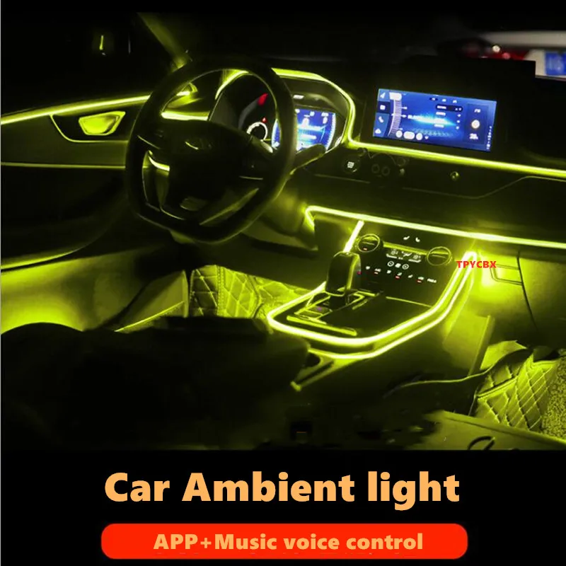 

Car Atmosphere Lights EL Neon Wire Strip Light RGB Multiple Modes App Sound Control Auto Interior Decorative Ambient Lamp 2/4/6m