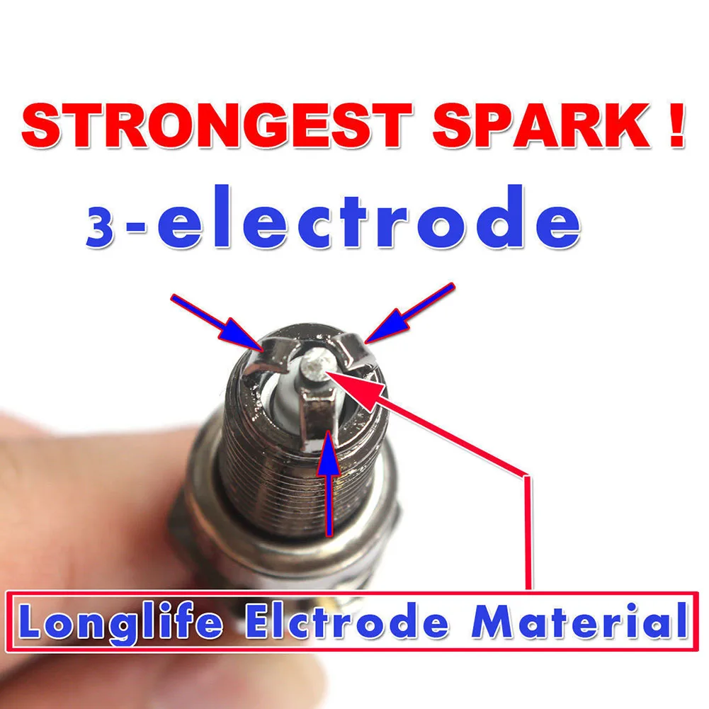 

GY6 engine Spark Plug Practical Durable Strong spark Three electrode head 2019