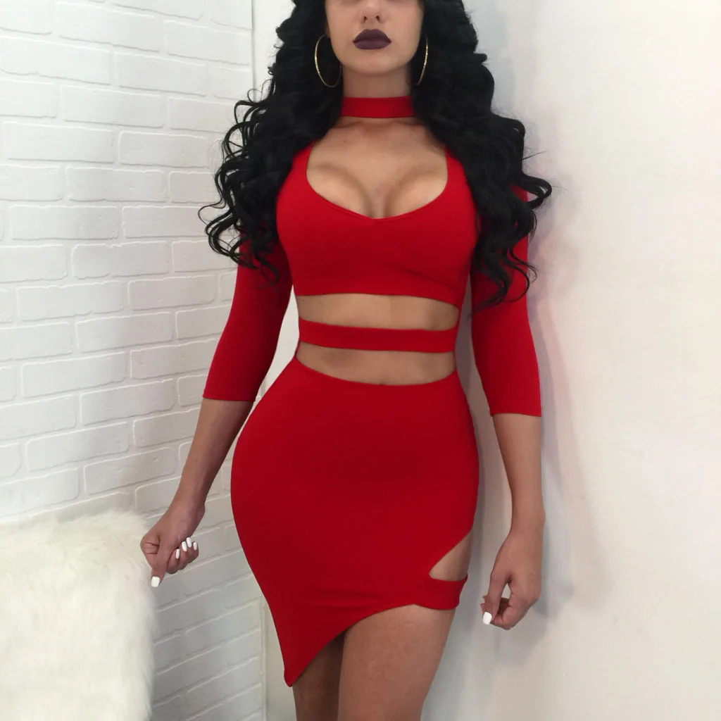 S-XL Women Short Sleeves Show Waist Dress Sexy Mini Clubwear Bodycon V Neck Casual Short Dresses