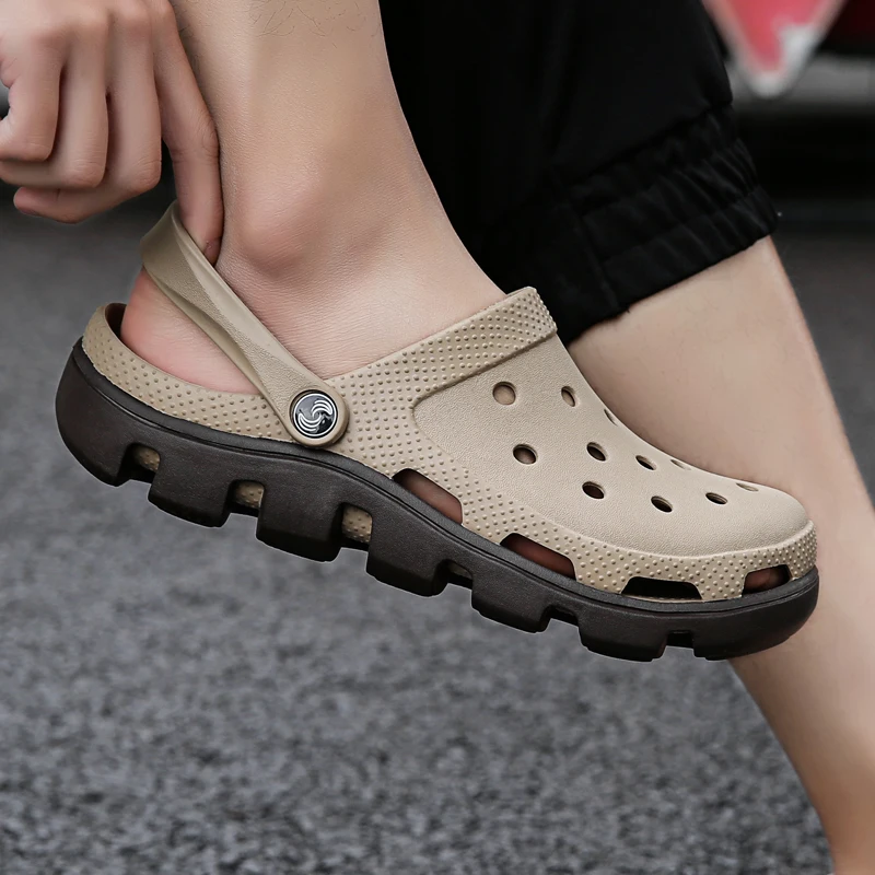 

Big Size 35-47 Men Black Garden Casual Aqua Clogs Hot Male Band Sandals Summer Slides Beach Swimming Shoes