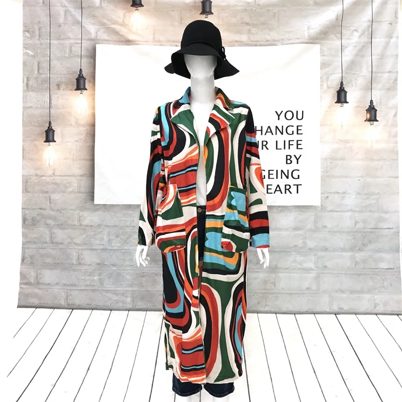 Женское осенне-зимнее шерстяное пальто с длинным рукавом и отложным воротником |