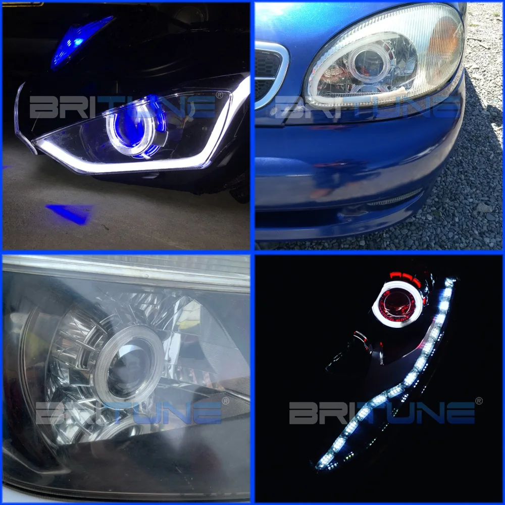 Линзы для фар ангельские глазки HID, линзы для проектора 2,5 WST 8,0, двойной комплект COB для H7 H4, автомобильные аксессуары, модифицированный, сделай сам, H1 HID Xenon