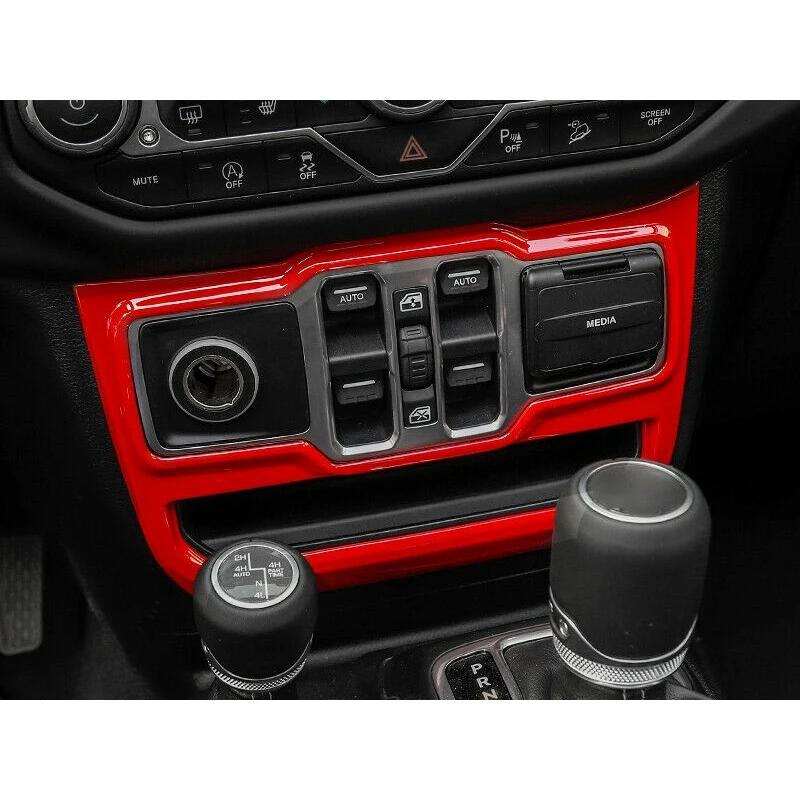 

Car Red Central Console Window Control Panel Fit for Jeep Wrangler JL 2018-2020