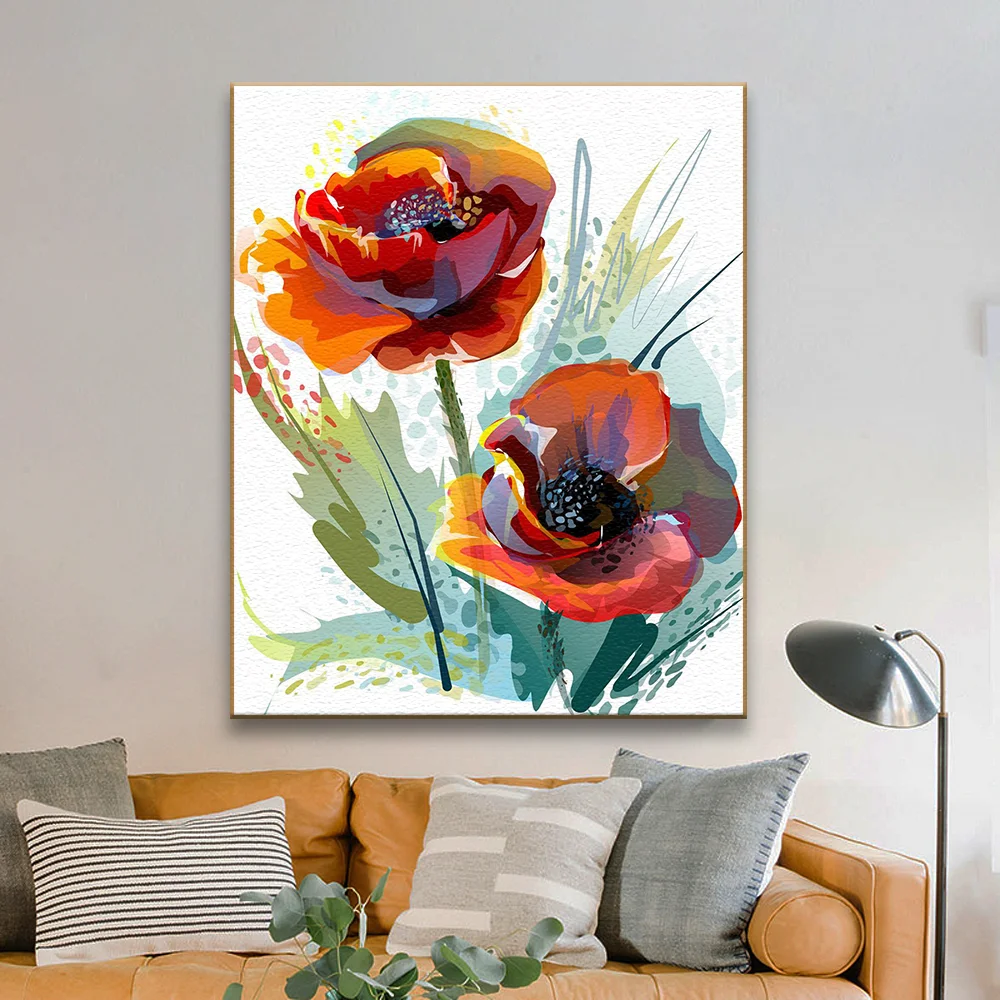 

Paintings By Numbers 40*50 All Kinds Of Flowers Rose Poppy Tulip Pictures Decorative Canvas Painting For Home New Year Gift
