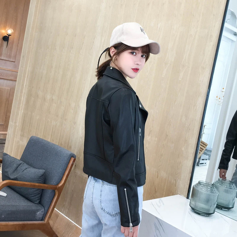 

Jacket Leather 100% Sheepskin Women Slim Motorcycle Genuine Lambskin Real Leather Short Coat Female Streetwear Clothes Ladies