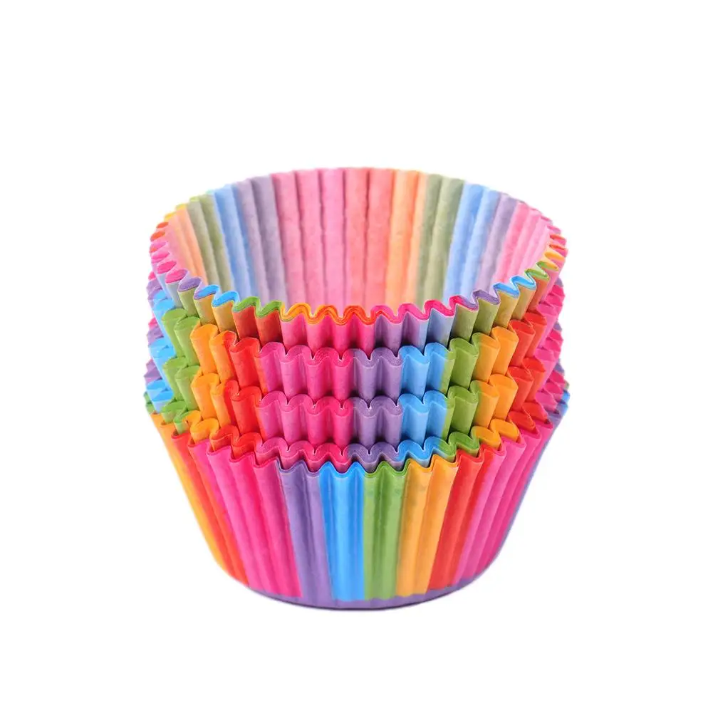 Rainbow color 100 pcs cupcake liner baking cup paper muffin cases Cake box Cup tray cake mold decorating tools |