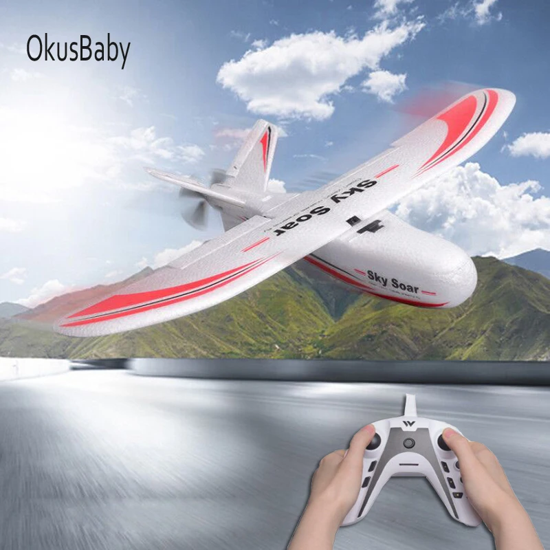 New P01 RC Airplane 2.4GHz 3CH Fixed Wing Plane Aircraft Outdoor Foam RC Plane Toy for Kids Anti-hit head Auto Leveling Glider