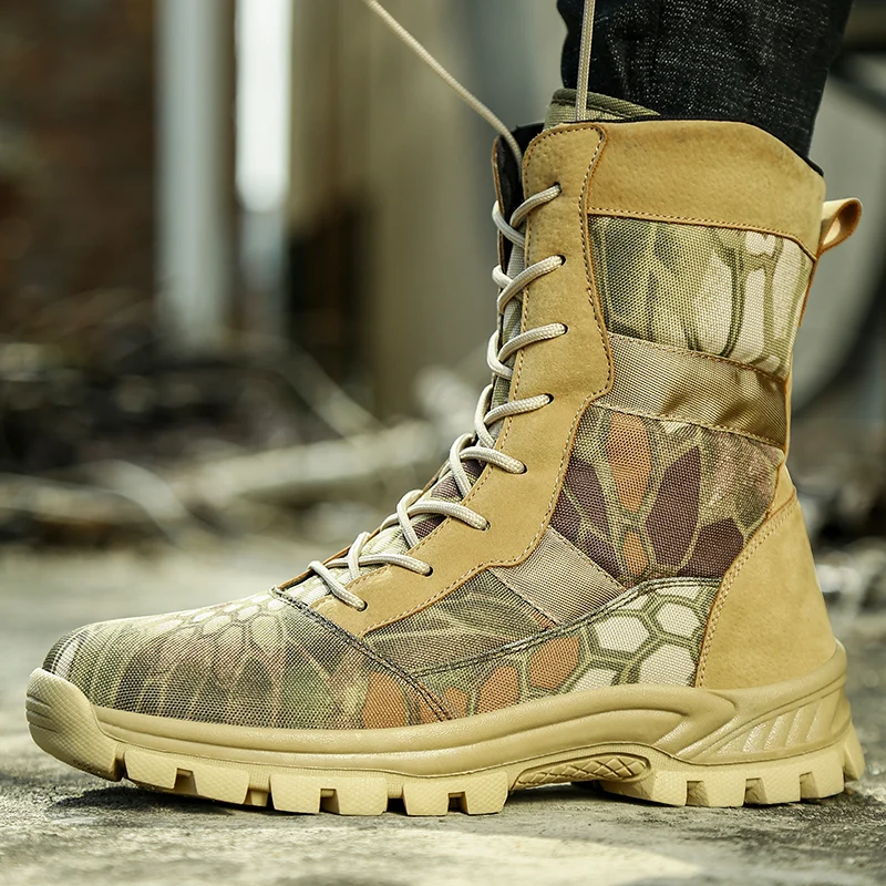 Fashion Military Army Shoes Men Boots High Top Men‘s Hiking Shoes Tactical Force Combat Men‘s Ankle Boot Size 39-45 Botas Hombre