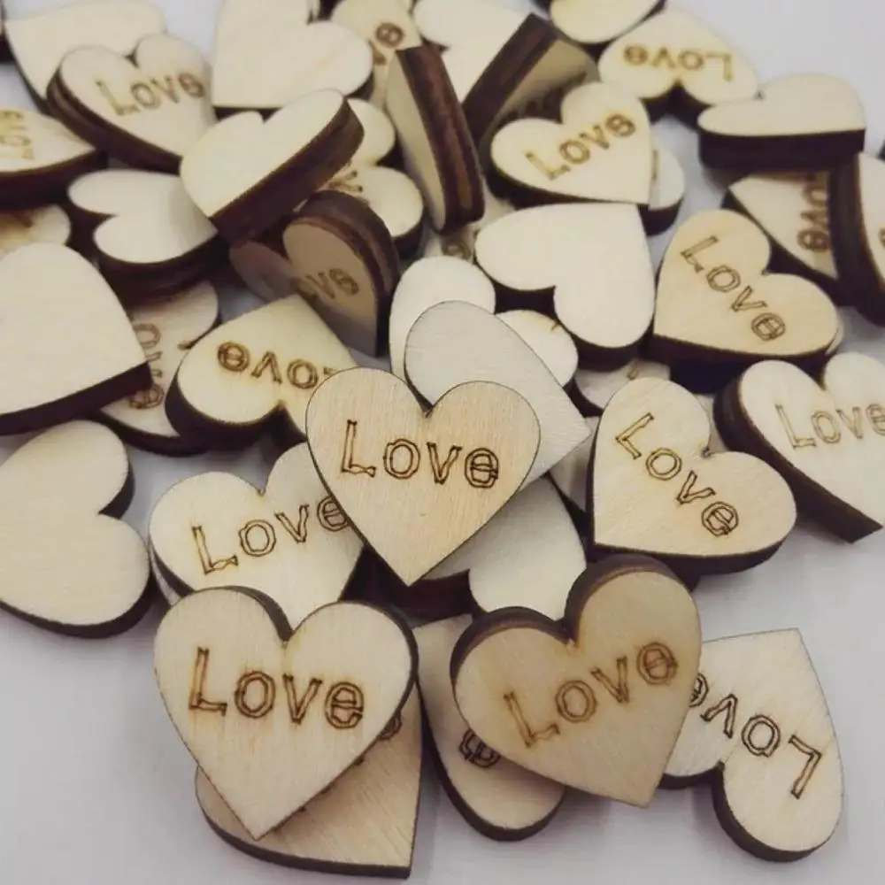100 шт./пакет любовь деревянная в форме сердца рождественское свадебное украшение