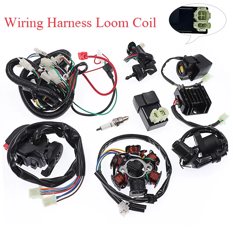 

Full Electrics Wiring Harness Loom Coil For GY6 CDI 125CC 150CC ATV Quad Buggy Go Kart With Ignition Switch Rectifier Solenoid