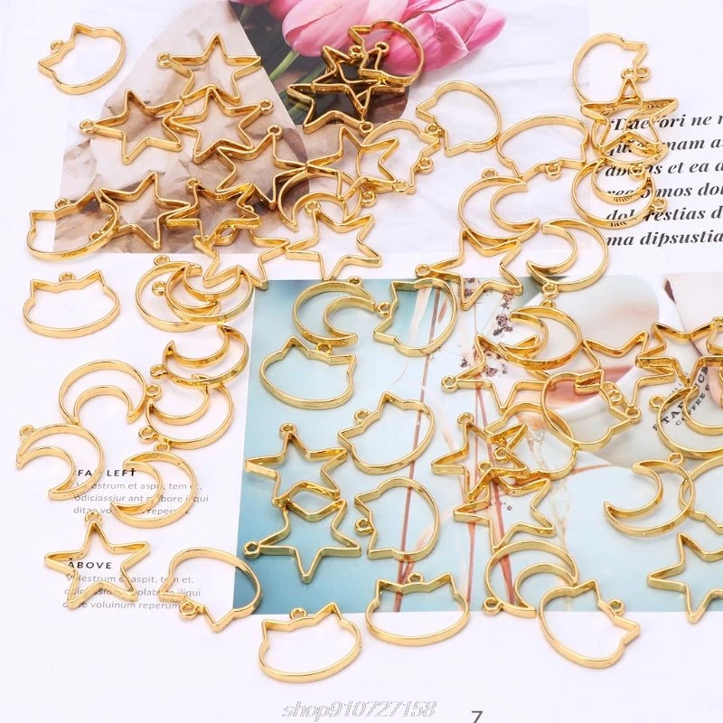 

90Pcs Cat Moon Star Resin Frame Open Bezels Setting Blank Pendant Jewelry Making N19 20 Dropshipping