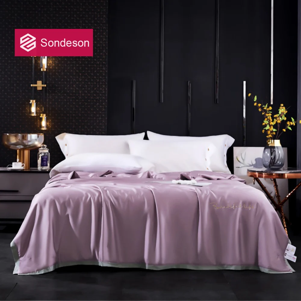 

Sondeson Women Luxury Purple 100% Mulberry Silk Quilt Duvet Queen King Pure Color Silk Comforter Bedding in Filler Home Textile