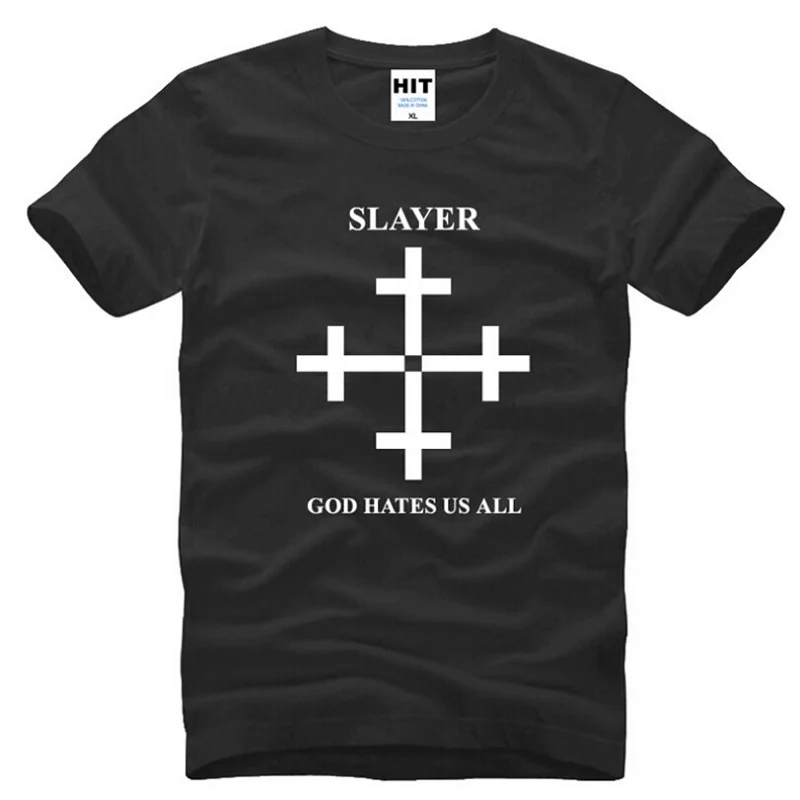 

Мужская хлопковая футболка God Hates All, с круглым вырезом и коротким рукавом, лето