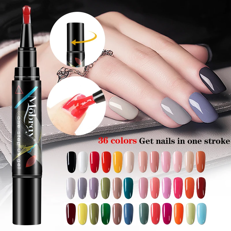 

Mobray 3 In 1 Gel Nail Varnish Pen Glitter One Step Nail Art Gel Polish Hybrid 36 Colors Easy To Use UV Gel Polish Liquid