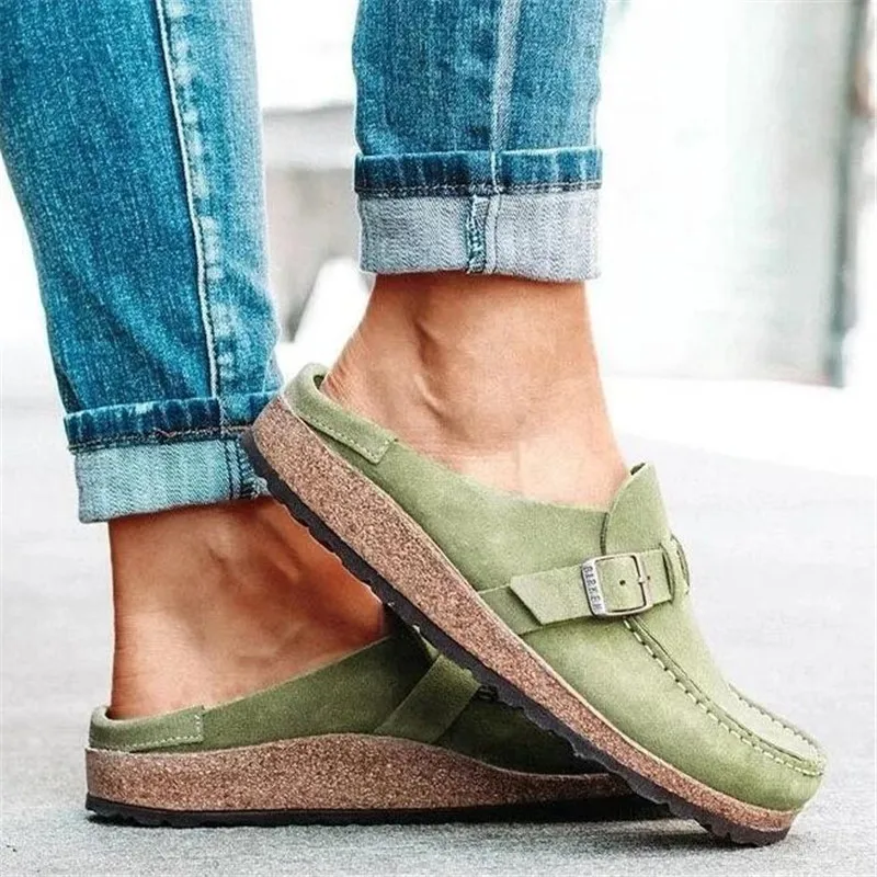 

New ladies half slippers fashion flat bottom non-slip simple light and comfortable large size casual women slippers shoes