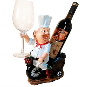Image for Resin Happy Chef Wine Rack Goblet Holder Whisky Bo 