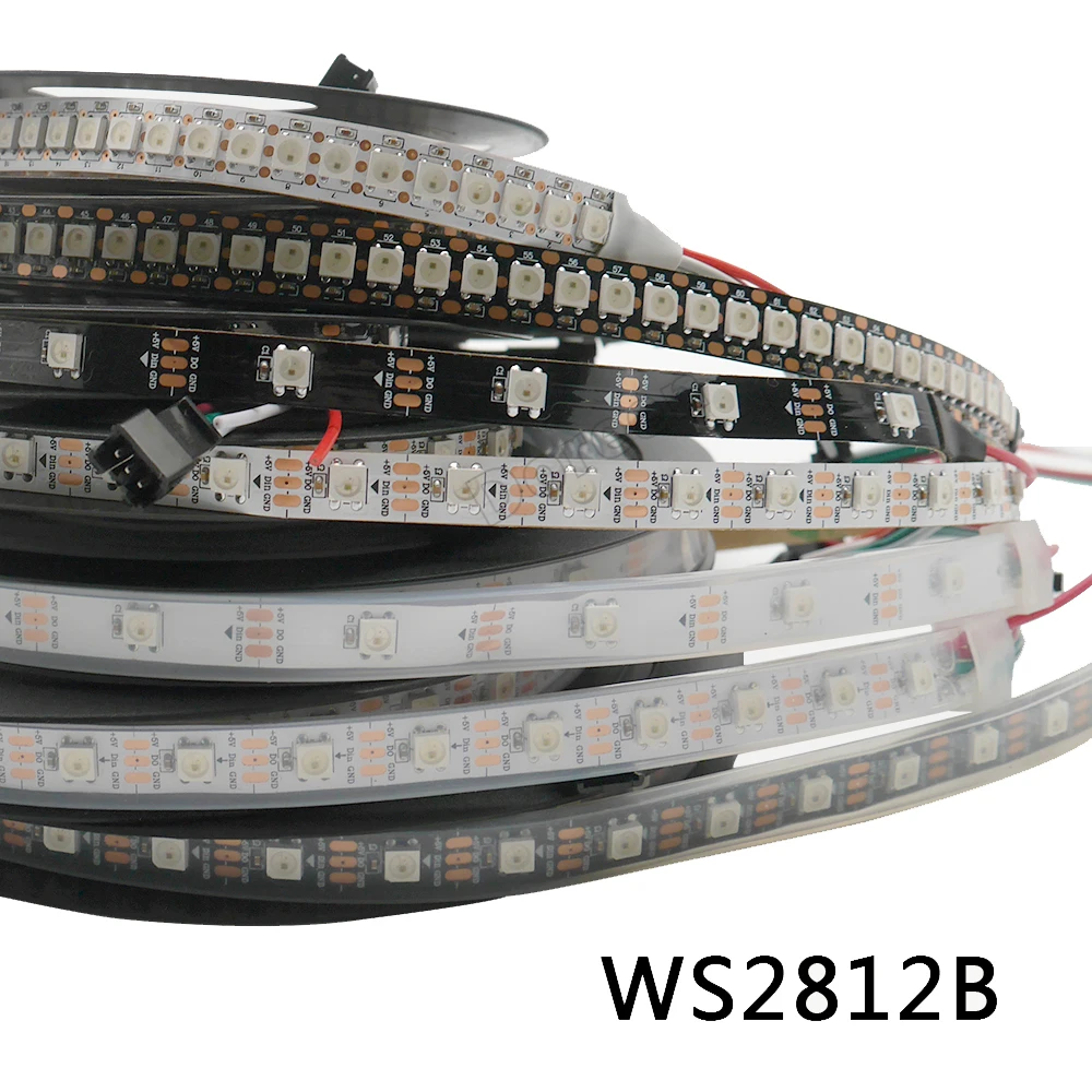 Умная Светодиодная лента 1 м/2 м/3 м/5 м 5 в пост. Тока WS2812B 30/60/74/96/144