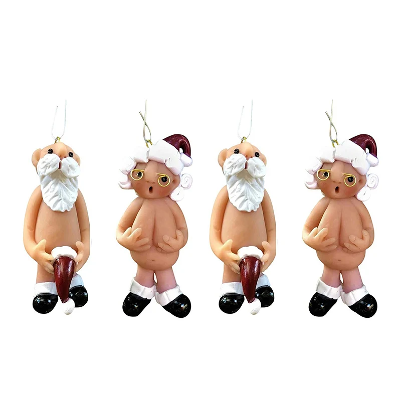 

Pendant Male and Female Home Christmas Decoration Funny Naked Santa Claus Resin Party Room Decor