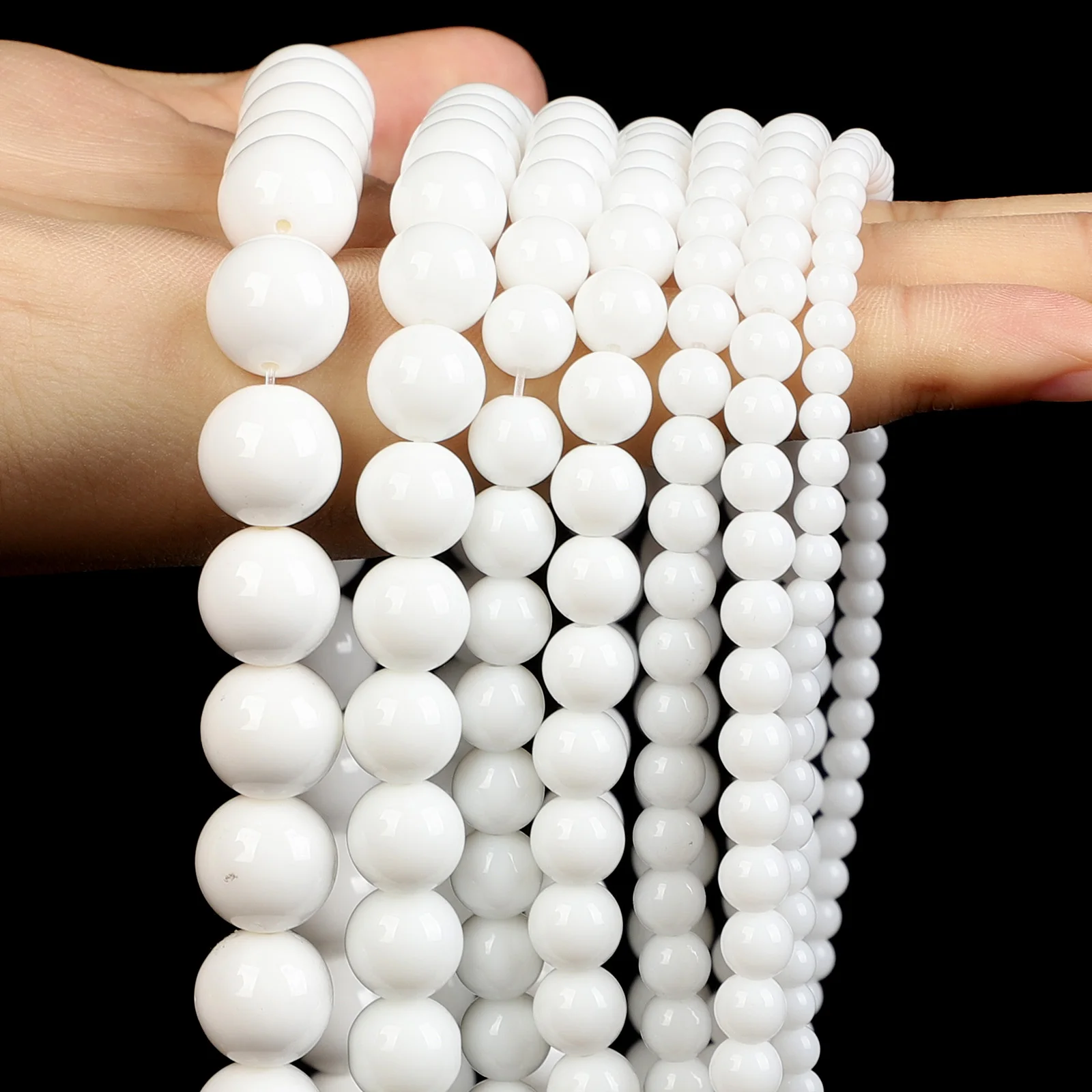 Бусины из гладкого белого фарфора нефрит натуральный камень для