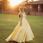 Элегантное простое атласное платье А-силуэта для выпускного вечера сексуальное вечернее платье с V-образным вырезом Новое поступление Дешевое длинное платье для встречи выпускников