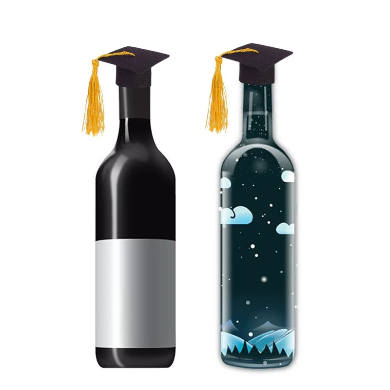 15 шт. новогодний винный подарок мини-докторская шляпа с кисточками винные