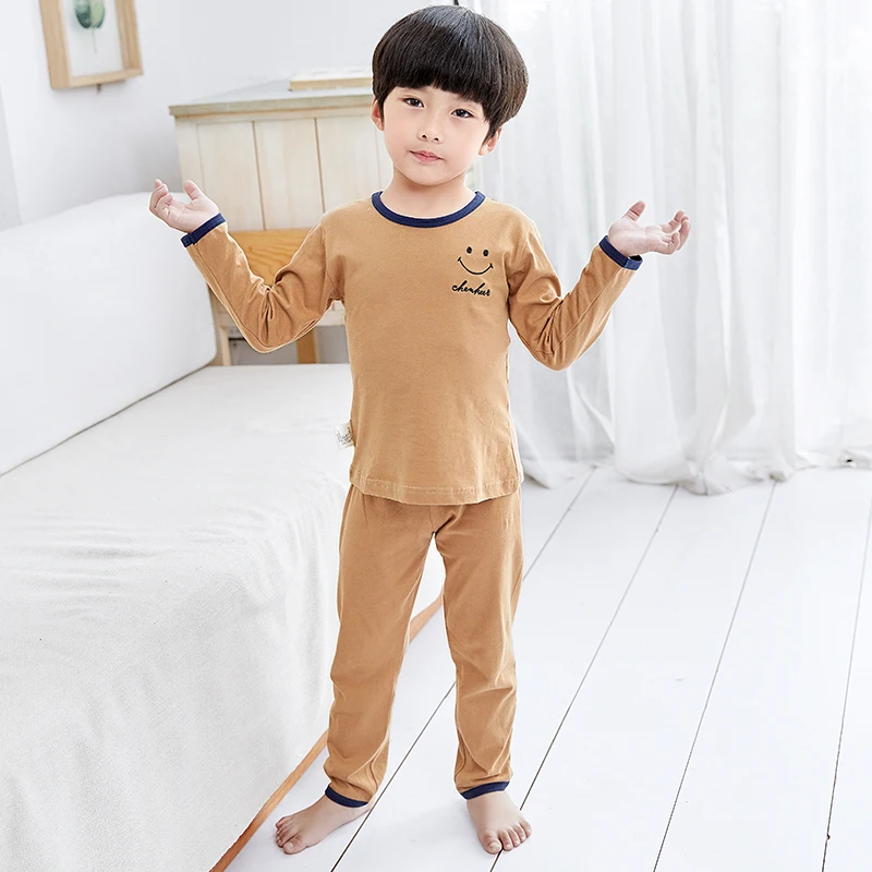 Простые детские Пижамы 2019 г. Осенняя одежда для сна мальчиков и девочек малышей