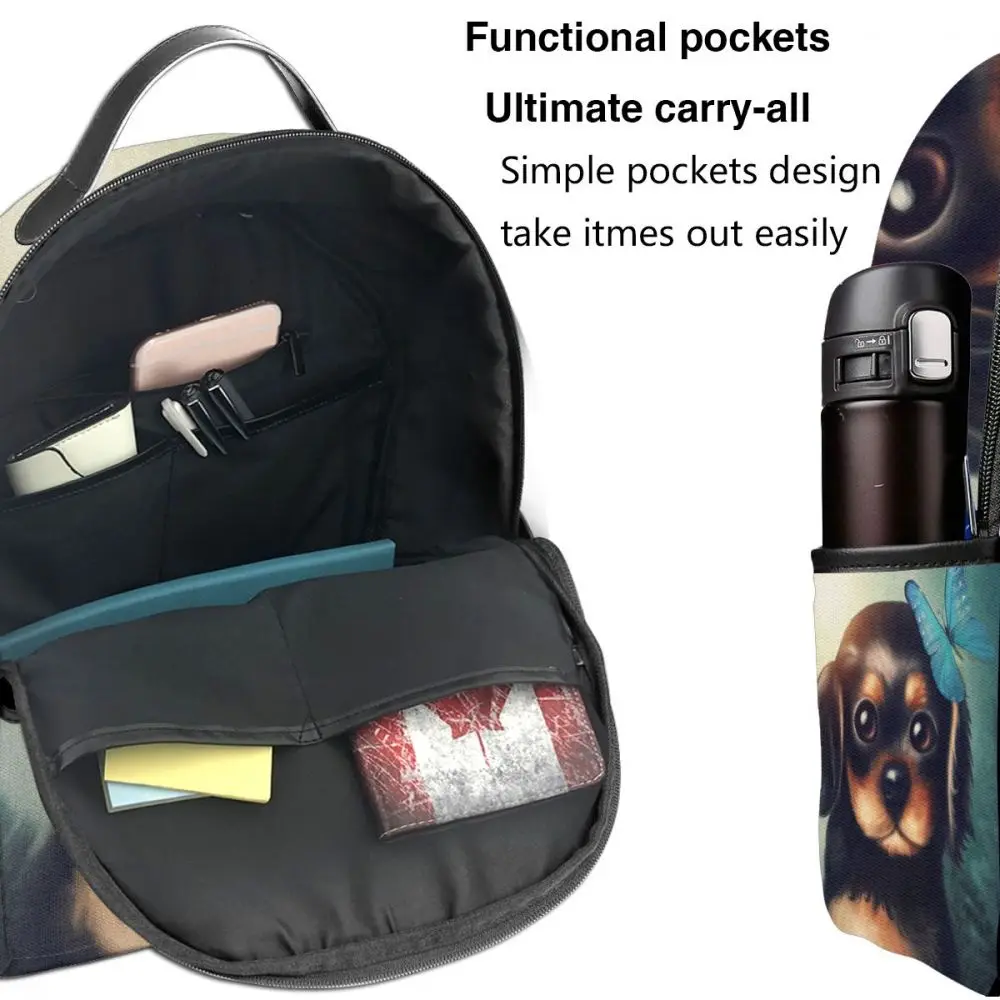 

Fashion Girl College School Bag Casual New Women Backpack Cute Dog With Butterfly Book Packbag for Teenage Travel Shoulder Bag