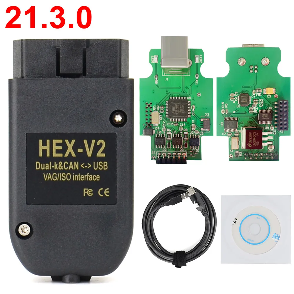 Новые тестеры Vag Com HEX 21.3.0 V2 лучшего качества интерфейс для VW AUDI Skoda Seat Obd2 сканер