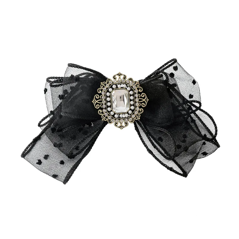 

MOGAKU Retro Bow Hairpin Women Rhinestone Hair Clips for Girls Vintage Handmade Yarn Hairgrips Palace Style Elegant Hair Jewelry