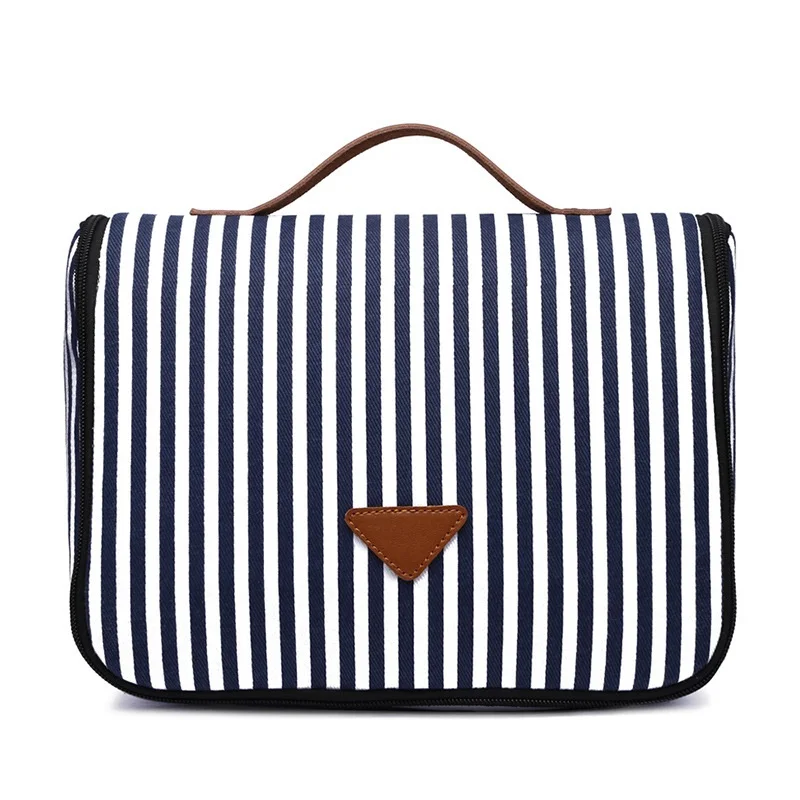 Полотняная женская косметичка в полоску модный дорожный органайзер для