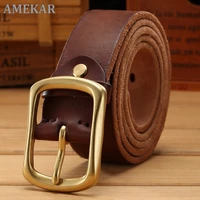 solid brass buckle 2021 full grain 100 genuine leather mens belts luxury hot designer high quality womens cowboy brown natural