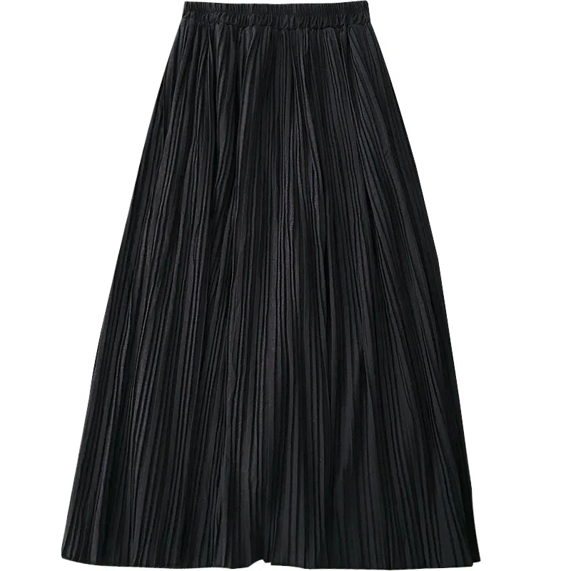 

chiffon women skirts 2020 summer new high waist pleated knee-length office lady elegant skirts top quality