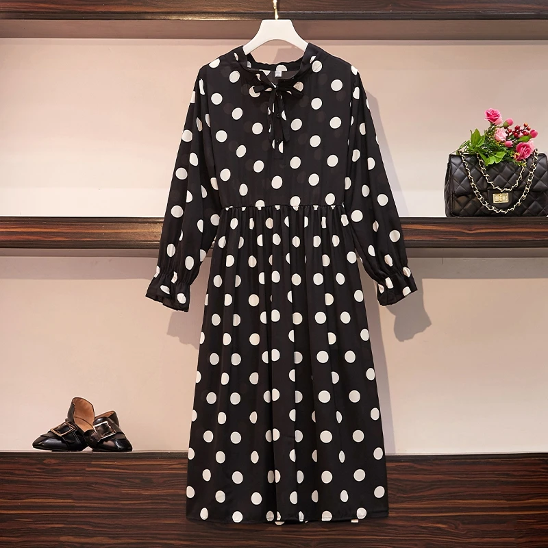 Женское Повседневное платье в горошек осень 2020 модные плиссированные шифоновые