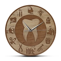dental design wood texture acrylic print wall clock silent move wall watch dentist clinic decor orthodontics art hygienist gift