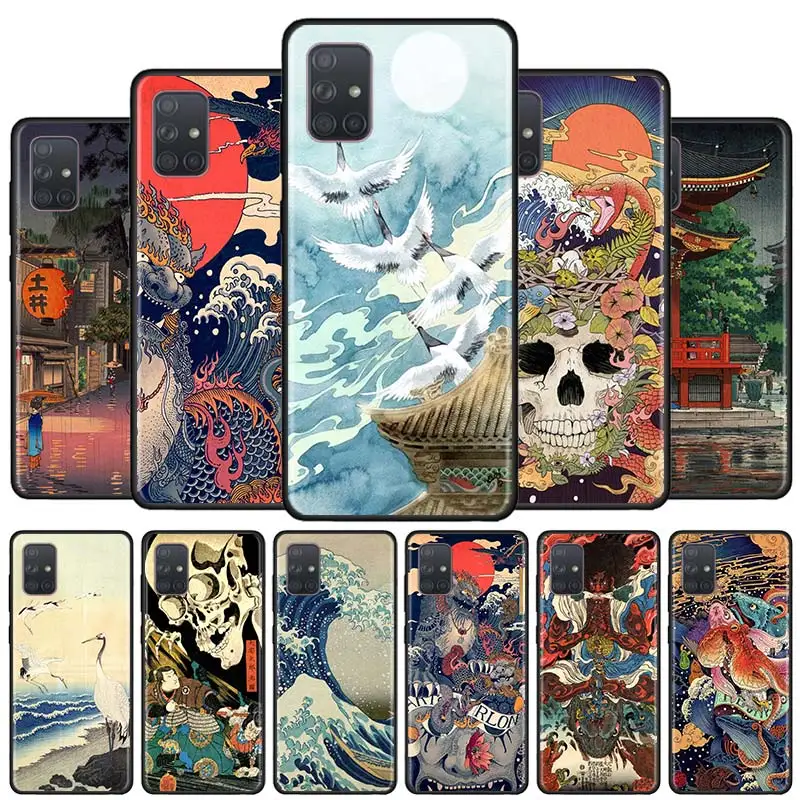

Silicon Phone Case For Samsung Galaxy a12 a02s a51 a71 a42 5g a91 a72 Matte Soft TPU Cover Japanese style Art Japan