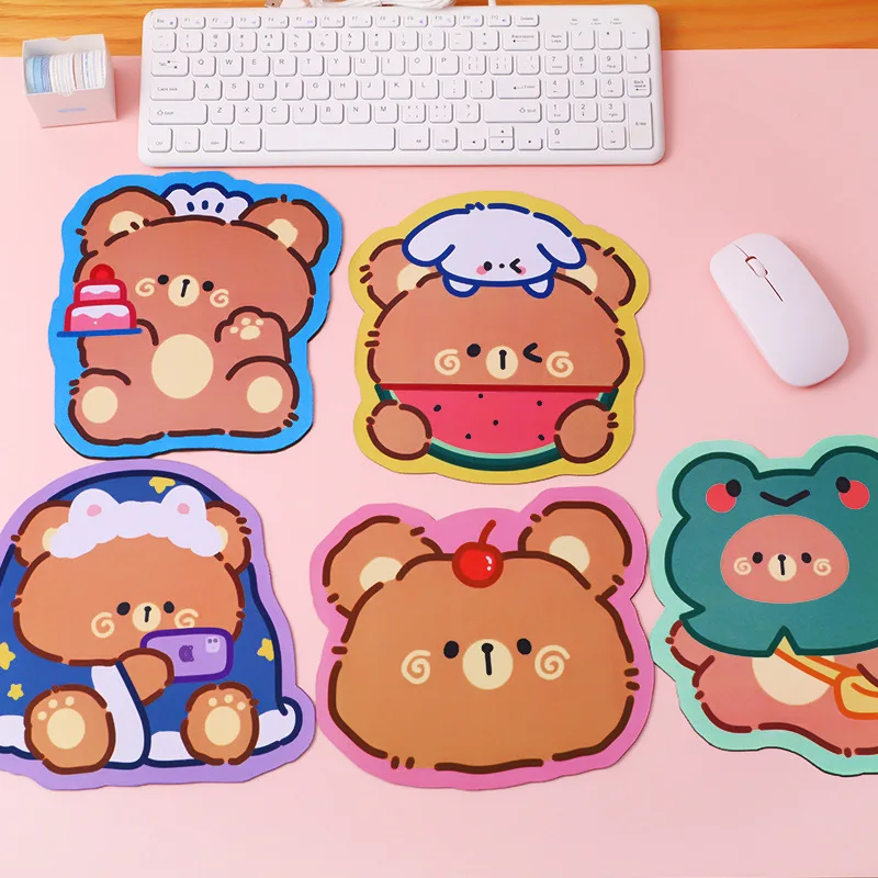 

Нескользящий коврик для мыши Kawaii с милым медведем, маленькая компьютерная мышь для студентов, нескользящий Настольный коврик для клавиатур...