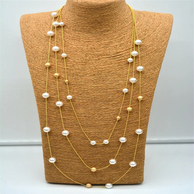 

Fashion Sweater Chain Long Europe And America Autumn/Winter Versatile Feminine Pearl Necklace Accessories Long Necklace