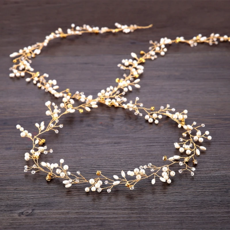 

1m Bride Headband Wedding Pearl Bridal Handmade Hair Band Accessories Headdress