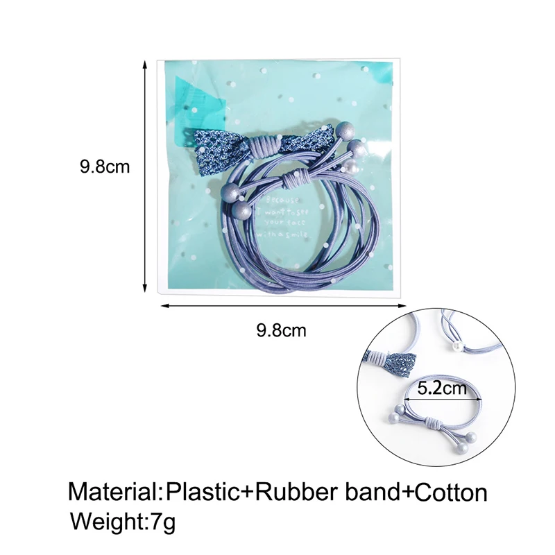 3 шт./компл. женские резинки для волос с бантом искусственные жемчугом синего