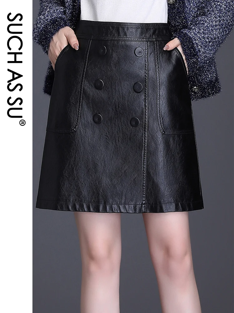 Сезон осень зима Кожаная юбка 2019 Новая модная черная с высокой талией из