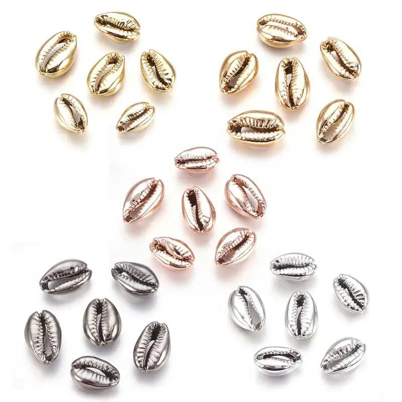 

N58F 50pcs Electroplated Shell Beads Cowrie Shells for Jewelry Bracelet Necklace Earring Making DIY 15~20x10~12x5~6mm