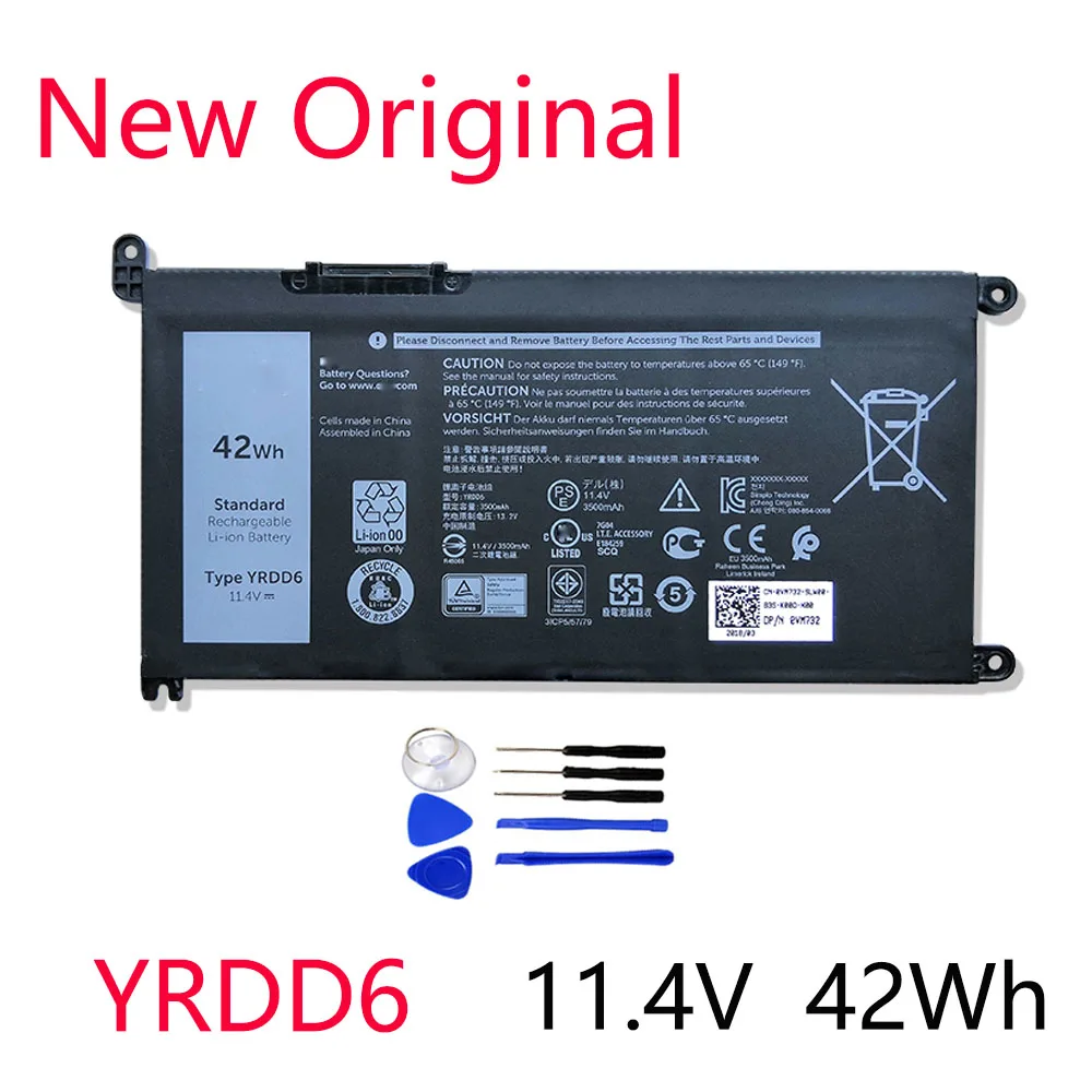 

Новый аккумулятор YRDD6 для Dell Inspiron 5482 5480 5481 5485 5491 5591 5593 3583 3310 2 в 1 3493 3582 3593 3793 5584 5493 5585 42 Втч