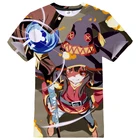 Футболка с 3D принтом аниме коносуба для мужчин и женщин, уличная одежда, футболки с милым рисунком для девочек, повседневные футболки, топы