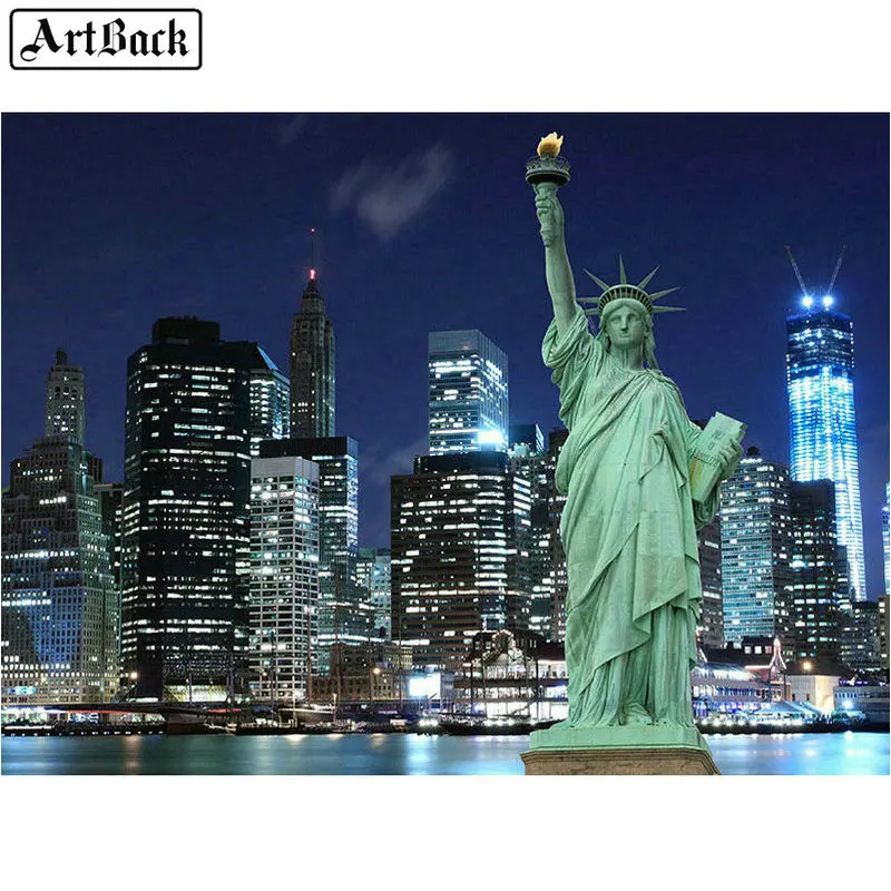 ARTBACK 5D DIY алмазная живопись богиня пейзаж Соединенные Штаты Нью-Йорк полный квадратный/круглый 3d Алмазная вышивка