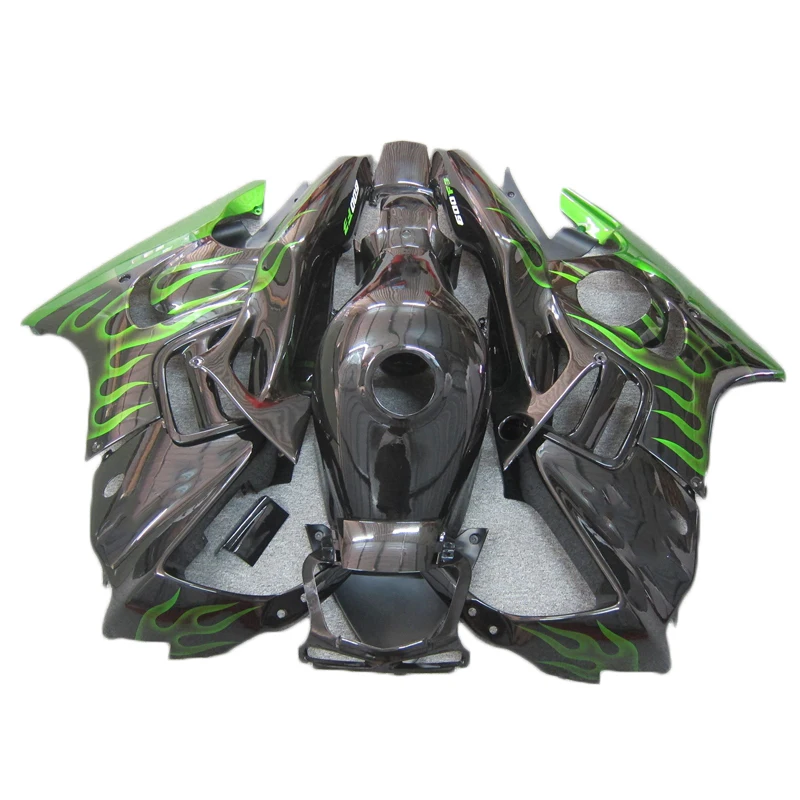 

Green Flames Black Motorcycle Bodyworks Fairing kits for Honda CBR600 F3 1997 1998 plastic fairings set cbr600 f3 97 98 SX73